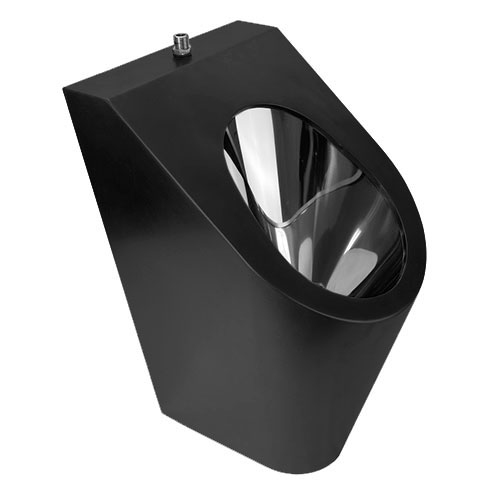 Писсуар из нержавеющей стали подача воды СВЕРХУ, выход ВЕРТИКАЛЬНЫЙ (400х360х615) Черный, 22433 фото  в интернет-магазине Санкомп