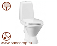 Унитаз компакт керамика косой выпуск (650х320х805) , комплектация Эконом, цвет Белый фото  в интернет-магазине Санкомп