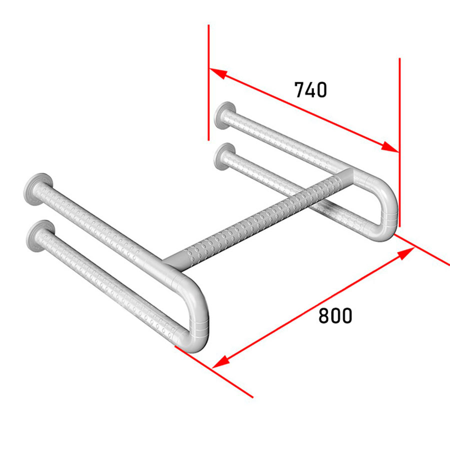 Поручень настенный 4 опоры Антибактериальный покрыт нейлоном Белый 800х740 мм, 24878 фото  в интернет-магазине Санкомп