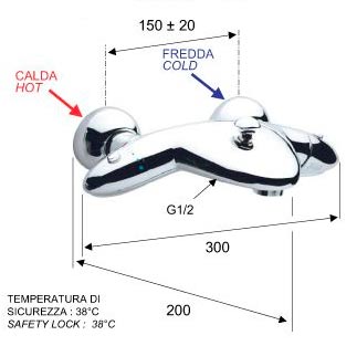 Смеситель для ванны и душа настенный ТЕРМОСТАТИЧЕСКИЙ литой излив 20 см фото  в интернет-магазине Санкомп