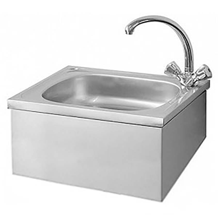 Рукомойник подвесной из нержавеющей стали (400х500х350) с сифоном (БЕЗ СМЕСИТЕЛЯ) картинки арт.20326