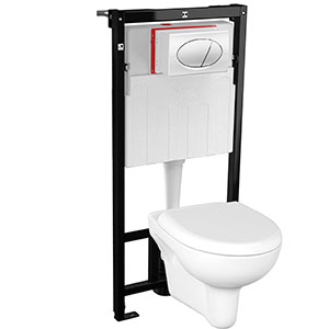 Унитаз подвесной БЕЗОБОДКОВЫЙ с сидением МИКРОЛИФТ и инсталляцией с кнопкой фото  в интернет-магазине Санкомп