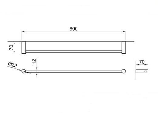 Держатель для полотенца Прямой 600 мм, 12441 фото  в интернет-магазине Санкомп
