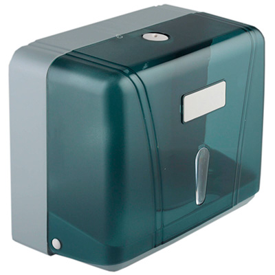 Диспенсер для листовых полотенец тип сложения полотенец-V (вмещает 2 пачки) ЗЕЛЕНЫЙ, 18574  фото  в интернет-магазине Санкомп