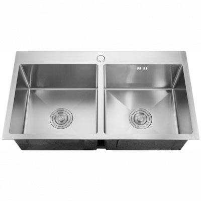 Мойка врезная нержавейка 800х600x220 мм 2 секции С/О МАТОВАЯ с сифоном, 27073 фото  в интернет-магазине Санкомп