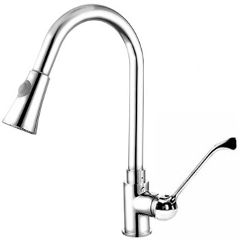 Смеситель ЛОКТЕВОЙ (ХИРУРГИЧЕСКИЙ) для кухни, (К40), с вытяжным душем фото  в интернет-магазине Санкомп