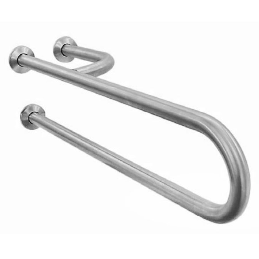 Поручень настенный 3 опоры нержавеющий матовый 600х230х280 ПРАВЫЙ, 19306 фото  в интернет-магазине Санкомп