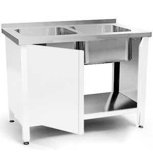 Хирургическая мойка 2х секционная 350х400х200 из нержавейки, 1000х500х850 мм, двери распашные, 22022 фото  в интернет-магазине Санкомп