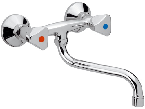 Смеситель для мойки настенный с нижним изливом фото  в интернет-магазине Санкомп