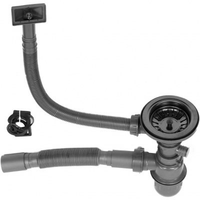 Мойка врезная нержавейка 800х450x220 мм 2 секции С/О МАТОВАЯ ГРАФИТ с сифоном, 17858 фото  в интернет-магазине Санкомп