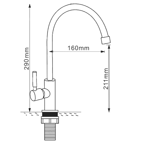 Кран для питьевой воды нержавеющий высокий С-образный излив 160х211 мм фото  в интернет-магазине Санкомп
