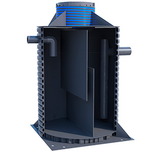 Жироуловитель цельносварной СВТ ПНД производительностью 9 л/сек., вертикального типа Ду.1600 Н-3300 фото в интернет-магазине Санкомп