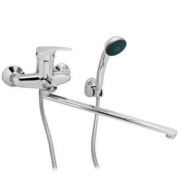 Смеситель для ванны настенный ОДНОРЫЧАЖНЫЙ, излив поворотный 35 см, лейка 1 режим, 24765 фото  в интернет-магазине Санкомп