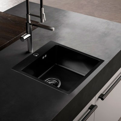 Мойка врезная нержавейка 500х500x200 мм С/О МАТОВАЯ ГРАФИТ с сифоном, 17842 фото  в интернет-магазине Санкомп