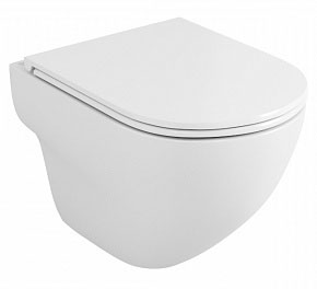 Унитаз подвесной БЕЗОБОДКОВЫЙ (525х360х385) С СИДЕНЬЕМ МИКРОЛИФТ фото  в интернет-магазине Санкомп