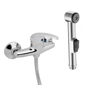 Смеситель с гигиеническим душем пластик фото  в интернет-магазине Санкомп