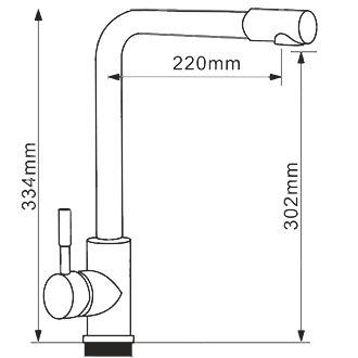 Смеситель нержавеющая сталь для кухни высокий Г-образный излив 220х302 мм  фото  в интернет-магазине Санкомп
