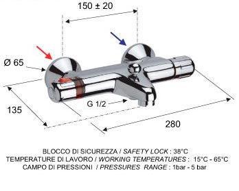 Смеситель для ванны и душа настенный ТЕРМОСТАТИЧЕСКИЙ литой излив 14 см фото  в интернет-магазине Санкомп