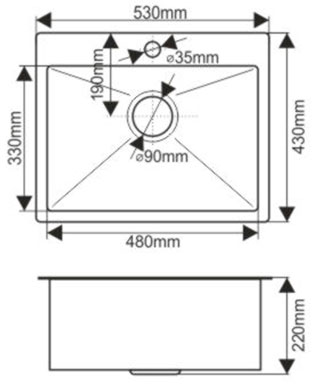 Мойка врезная нержавейка 530х430x200 мм С/О МАТОВАЯ с сифоном, 17841 фото  в интернет-магазине Санкомп