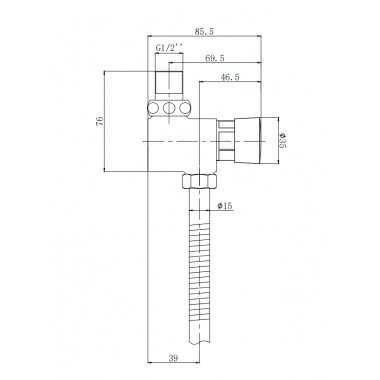Кран для писсуара наружного монтажа, кн вход ВЕРТИКАЛЬНЫЙ сверху Ду 15 наружная резьба (85х32х216) фото  в интернет-магазине Санкомп