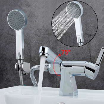 Смеситель на борт ванны ОДНОРЫЧАЖНЫЙ излив поворотный, лейка 1 режим 21783 фото  в интернет-магазине Санкомп