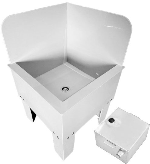 Слив технический напольный 600х600х820 мм УГЛОВОЙ с экраном с ПЕСКОУЛОВИТЕЛЕМ 17л, 20800 фото  в интернет-магазине Санкомп