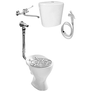 Видуар ВОРОНКООБРАЗНЫЙ, со смывным краном, бачком для раствора КЕРАМИКА и СМЕСИТЕЛЕМ, 11097 фото в интернет-магазине СанКомп www.sancomp.ru