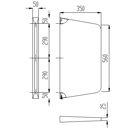 Перегородка из нержавейщей стали 350х50х600 мм фото  в интернет-магазине Санкомп