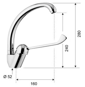 Смеситель ЛОКТЕВОЙ (ХИРУРГИЧЕСКИЙ) для кухни и раковины, (К40) с поворотным С-образным изливом 18/20 фото  в интернет-магазине Санкомп