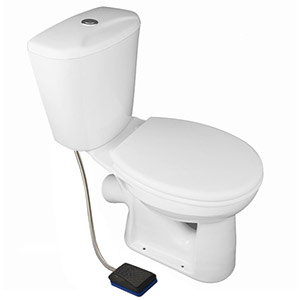 Унитаз фаянсовый, антивандальный "Евро"с ножным педальным спуском, в комплекте с бачком, сиденьем фото  в интернет-магазине Санкомп