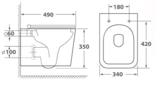 Видуар подвесной керамика КВАДРО САНКОМП в комплекте с решеткой, 20789 фото в интернет-магазине СанКомп www.sancomp.ru