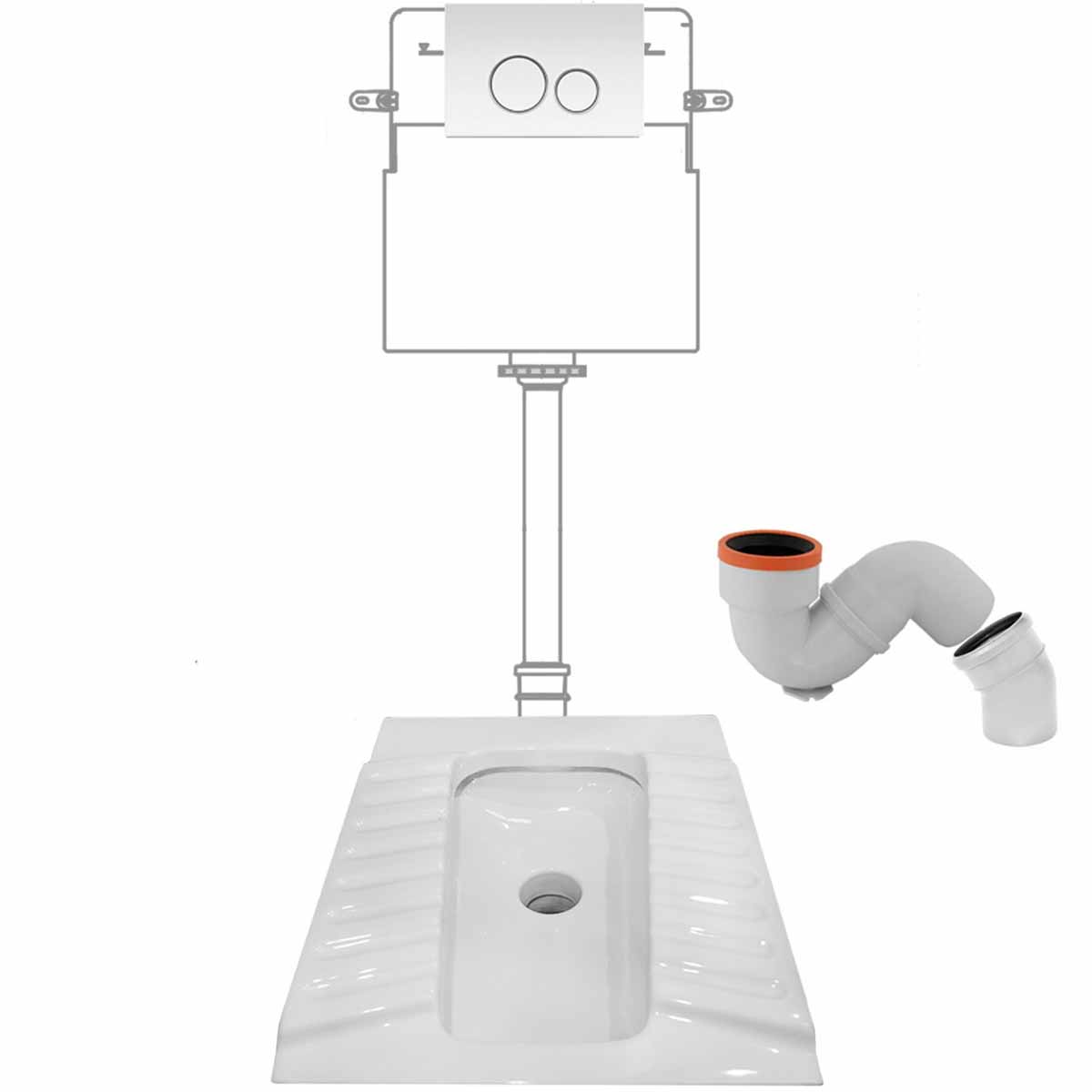 Чаша Генуя Керамика Усиленная с инсталляцией с кнопкой Белая, 25333 фото  в интернет-магазине Санкомп