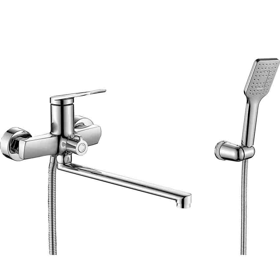 Смеситель для ванны настенный ОДНОРЫЧАЖНЫЙ, излив поворотный 272 мм, лейка 1 режим, 26148 фото  в интернет-магазине Санкомп