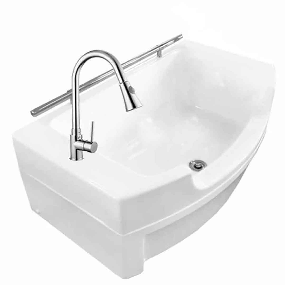 Ванна ножная акриловая 1200х680 мм С ПОРУЧНЕМ СМЕСИТЕЛЬ С ВЫТЯЖНЫМ ДУШЕМ, 18241 фото  в интернет-магазине Санкомп