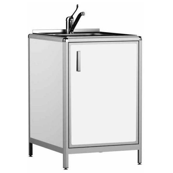 Стол-мойка лабораторная из химстойкого пластика толщиной 3 мм, чаша из нержавеющей ста 560х650х850мм фото  в интернет-магазине Санкомп