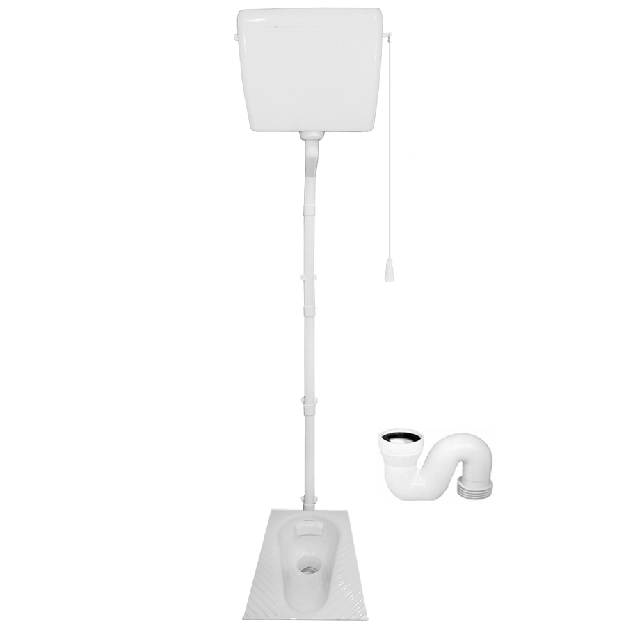 Чаша Генуя ЧУГУН смещенный выпуск с бачком высокорасположенным ПЛАСТИК сифон ВЕРТИКАЛЬНЫЙ, 21846 фото  в интернет-магазине Санкомп