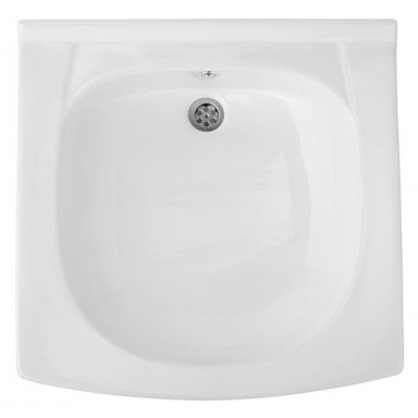 Умывальник для инвалидов керамика без под смеситель с переливом 600х620х200 с сифоном и кронштейнами фото  в интернет-магазине Санкомп