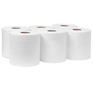 Полотенца бумажные двухслойные рулонные с центральной вытяжкой (150 метров) (упаковка 6 рулонов) ПРЕ фото  в интернет-магазине Санкомп