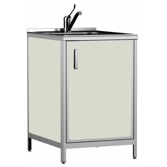 Стол медицинский с мойкой габариты 500х500х850 мм (фасад серо-бежевый) САНКОМП, 23527 фото  в интернет-магазине Санкомп