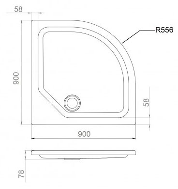 Поддон акриловый угловой 900х900х170(65) мм, Ø 90 мм с каркасом и экраном 20885 фото  в интернет-магазине Санкомп