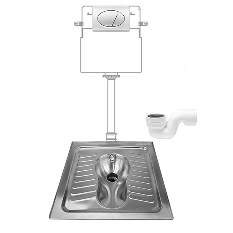 Чаша Генуя НЕРЖАВЕЮЩАЯ с инсталляцией с кнопкой ПЛАСТИК-ХРОМ сифон ГОРИЗОНТАЛЬНЫЙ, 11541 фото  в интернет-магазине Санкомп