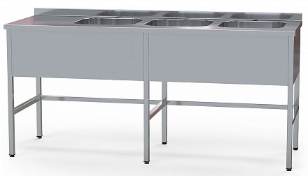 Хирургическая мойка 3х секционная из нержавеющей стали AISI 304, 2100х600х900 мм, 25059 фото  в интернет-магазине Санкомп