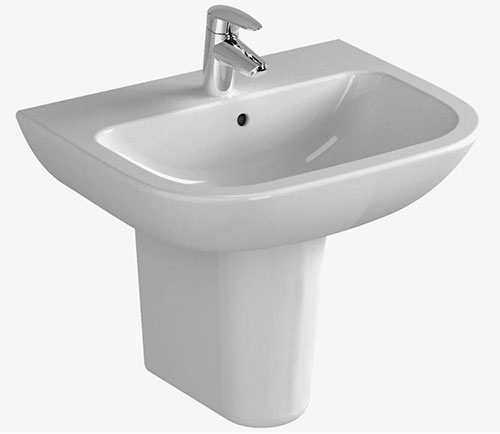 Умывальник 55 см с отверстием под смеситель в комплекте с полупьедесталом фото  в интернет-магазине Санкомп