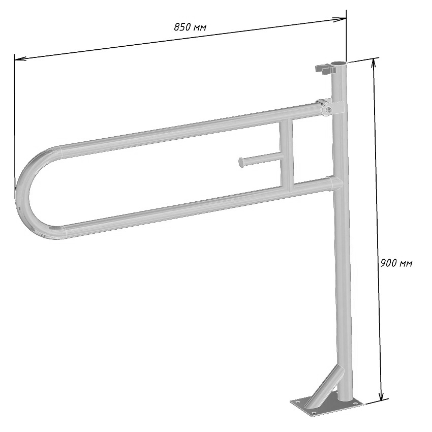 Поручень напольный подъёмный НЕРЖАВЕЙКА с держателем для туалетной бумаги 850х115х900, 24159 фото  в интернет-магазине Санкомп