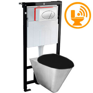 Унитаз подвесной АНТИВАНДАЛЬНЫЙ с сиденьем ЧЕРНЫМ с инсталляцией СЕНСОР ПНЕВМО 21945 фото  в интернет-магазине Санкомп