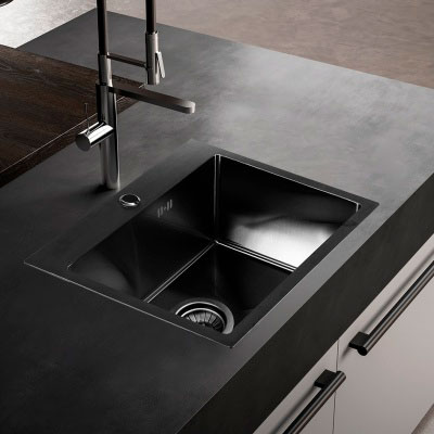 Мойка врезная нержавейка 530х430x200 мм С/О МАТОВАЯ ГРАФИТ с сифоном, 17839 фото  в интернет-магазине Санкомп