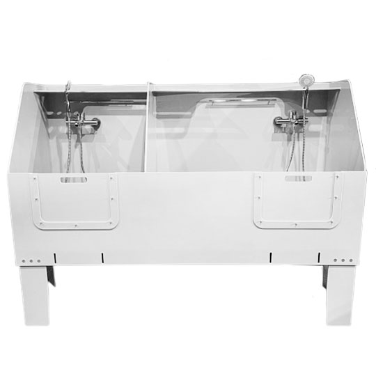 Ванна для груминга для собак с экраном 1800х600х1300 мм 2 СЕКЦИИ СО СМЕСИТЕЛЯМИ И ПОДДОНАМИ 18262 фото  в интернет-магазине Санкомп