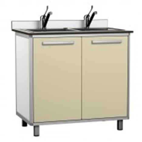 Стол медицинский с мойкой габариты 900х600х850 мм (фасад светло-бежевый), 23370 фото  в интернет-магазине Санкомп