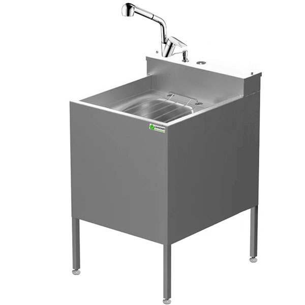 Видуар из нержавейки AISI 304 моноблок c бачком, смесителем с вытяжной лейкой и дозатором, 20627 фото в интернет-магазине СанКомп www.sancomp.ru