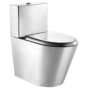 Унитаз-компакт НЕРЖАВЕЙКА МАТОВАЯ, 600х355х700, горизонтальный 100, сидение НЕРЖАВЕЙКА, подача снизу фото  в интернет-магазине Санкомп